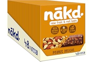 Nakd Peanut Delight Natural Fruit & Nut Bars - Vegan - Healthy Snack - Gluten Free - 35g x 48 bars
