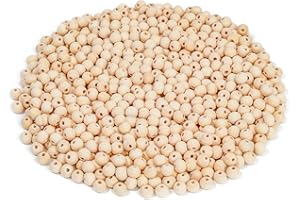 HOLDLEAF 750 Pièces 8mm Perles en Bois Rondes en Naturel Perles en Bois avec Trou Facile à Fils pour Macramé DIY Artisanat Bijoux Bracelets Décorations de Fêtes Crétives Porte-Clefs