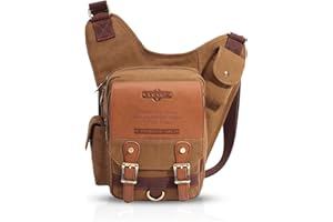 FANDARE Vintage Sling Bag Torba na ramię typu listonoszka, plecak płócienny, Khaki B, L, plecak szkolny