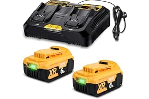 BONADGET 2X 18V 6.0Ah/6000mAh Li-Ion replacement battery and 6A Dual Charger for dewalt 18V battery DCB182 DCB184 DCB101 DCB107 DCB112 DCB105 DCB115 DCB203