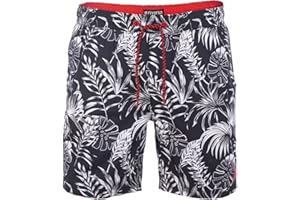 riverso Badehose Herren RIVKai Regular Fit Badeshorts Schwimmhose Sporthose Kurze Hose Shorts Tunnelzug Taschen Sommer Elastischer Bund Muster Schwarz Blau Grün Olive S M L XL XXL 3XL 4XL 5XL
