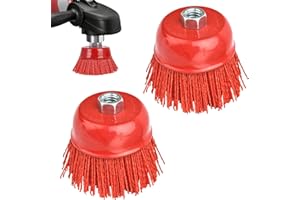 WANDGU Spazzole in Nylon a Tazza 75mm - 2 Pezzi Abrasivi per Smerigliatrice Angolare e Trapano - Set per Rimozione della Ruggine, Lucidatura
