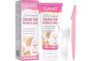 Dwzain Hair Removal Cream for Women,60g Intimate Painless Hair Remover for Sensitive Skin,Flawless Depilatory Hair Removal Cream for Leg,Underarms,Body,Bikini,Pubic,with a Pink Razor