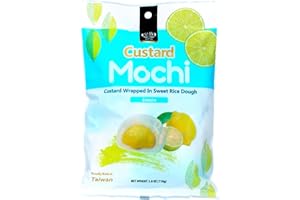 VMART Royal Family Custard Mochi Lemon Flavour 110g - Squishy Rice Cakes Asian Food Snacks Sweets Treats