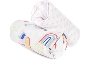 FlyIdeas Set 2 Lenzuola con Angoli per Culle e Lettini Neonato, 120x60 cm 100% Morbido e Soffice Cotone Certif. Lenzuola Bambino Elasticizzate