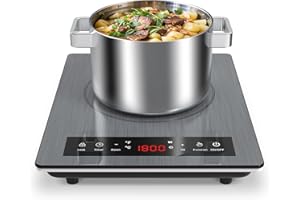 ‎VBGK VBGK Induktionskochfeld 1 Platte,1800W Tragbares Induktionskochplatte 35cm Kochfeld mit Touch Bedienung,10 Leistungsstufen und Temperaturstufen,3H-Timer Kindersicherung