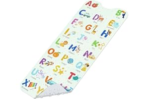 OMEDECAL Tapis de Bain Antiderapant Baignoire Bebe 100x40 cm, Extra Tapis Salle de Bain Antidérapant pour Enfants et Bébé avec 200 Ventouse Matériel de PVC, sans BPA et Lavable en Machine - Alphabet