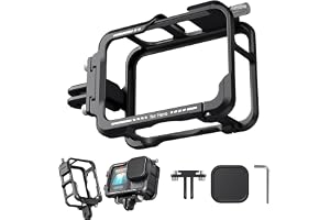 Fututech 1/4 aluminiumskyddsram för GoPro Hero 13/12/11/10/9 svart linsfodral + bur för actionkamera skydd kall sko tillbehör