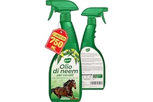 Gardemia Olio di Neem per Cavalli Spray 750ml Sgradito a Zecche Mosche Pulci Zanzare Tafani Insetti con Geranio e Citronella Azione Naturale abbinabile a Repellente Antiparassitario Aroma Gradevole