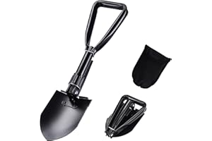 YORFULL Military Folding Camping Shovel, Multifunctional Folding Spade Mini Trenching Shovel with Carrying Pouch for Survival Camping Outdoor