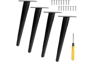 Toolzia 4Pcs 10" Metal Oblique Furniture Legs 25cm,Cone Cabinet Legs Stainless Steel Table Legs No-Slip Silent for Diy Furniture, Sofas, Cabinets (Black)