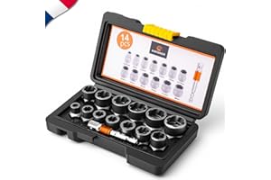 KAPANOR Extracteur Ecrou Antivol Voiture ✮MARQUE FRANCAISE✮ Kit 14 Douille Ecrou Antivol Universelle pour Retirer Boulon Vis Extraction ✯GARANTIE À VIE✯ Ecrou Antivol Universelle Extracteur de Boulons Antivol