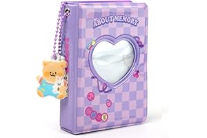 BBXWANG 7.6cm Binder Photocard Kpop, Mini Album Fotografico Con Portachiavi, Hollow Porta Photocard Kpop Con 40 Tasche, Kpop Photo Card Binder, Album Kpop Gadget Per La Raccolta Di Immagini, Immagine (Viola)