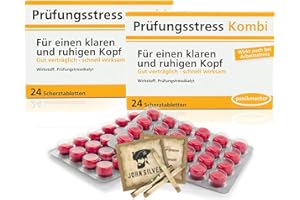 ERFURTH FUN Lustige Pillen PRÜFUNGSSTRESS KOMBI Pille 2er Set, als Geburtstagsgeschenk. Spaß, Anti Stress, gute Laune, Junggesellenabschied Mann und Frau. mit John Silver® Orakelsprüchen