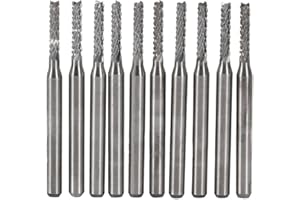 Yosoo 2mm Cemented Carbide End Mill CNC Router Bits 37mm 2 Flute SMT PCB Cutting Tool, Pack Of 10