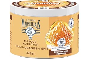 Le Petit Marseillais Masque 4 en 1 Nutrition Miel de Provence et Karité Bio (Pot de 370 Ml) – Masque Capillaire pour Cheveux Secs et Cassants – Soin Cheveux sans Silicone 96% d'Origine Naturelle