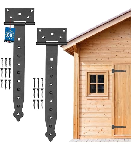 MoriaDesign - Cerniere rustiche per porta, 2,5 x 240 x 130 mm, colore nero, per cancelli in legno, cancelli da giardino e persiane
