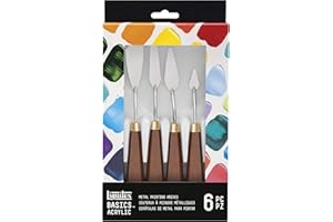 Liquitex Peindre Basics Lot de 6 Couteaux à Palette avec Lame en métal élastique Inoxydable acryliques ou peintures à l'huile, Assortiment, Set, 4 Pièces