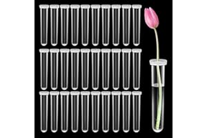 RUNYU® 30 PCS Tube a Essai Plastique Fleur Tube a Eau 110×18mm Coupes à Plantes Tube pour Fleurs, avec Bouchon