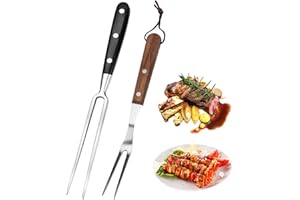 BOOTOOW Profi Fleischgabel Edelstahl,2pcs Fleischgabel Mit Griff 26.5cm Fleischgabel Mit Holzgriff 30cm Fleischgabel Mit Kunststoffgriff Tranchiergabel Grillgabel Bratengabel Fleischgabel Groß