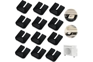 MONGTSAMZ 12 Pièces Amortisseurs de Vibrations en Caoutchouc de Climatiseurs, U-forme Coussin De Choc Pour Climatisation Pieds Anti-vibrations Support pour Condenseur de Climatiseur Split Extérieur, Noir