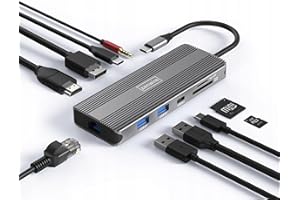 Zenwire USB-C Hub Adapter HDMI 8K@30HZ, 4K@120HZ, Display Port 1.4 8K@30HZ. 4K@ 120HZ, 2X USB 3.0, Micro SD, Mini Jack, Gigabit Ethernet RJ-45 1000 MBPS, Power Delivery 100W 20V 5A Fast Charge