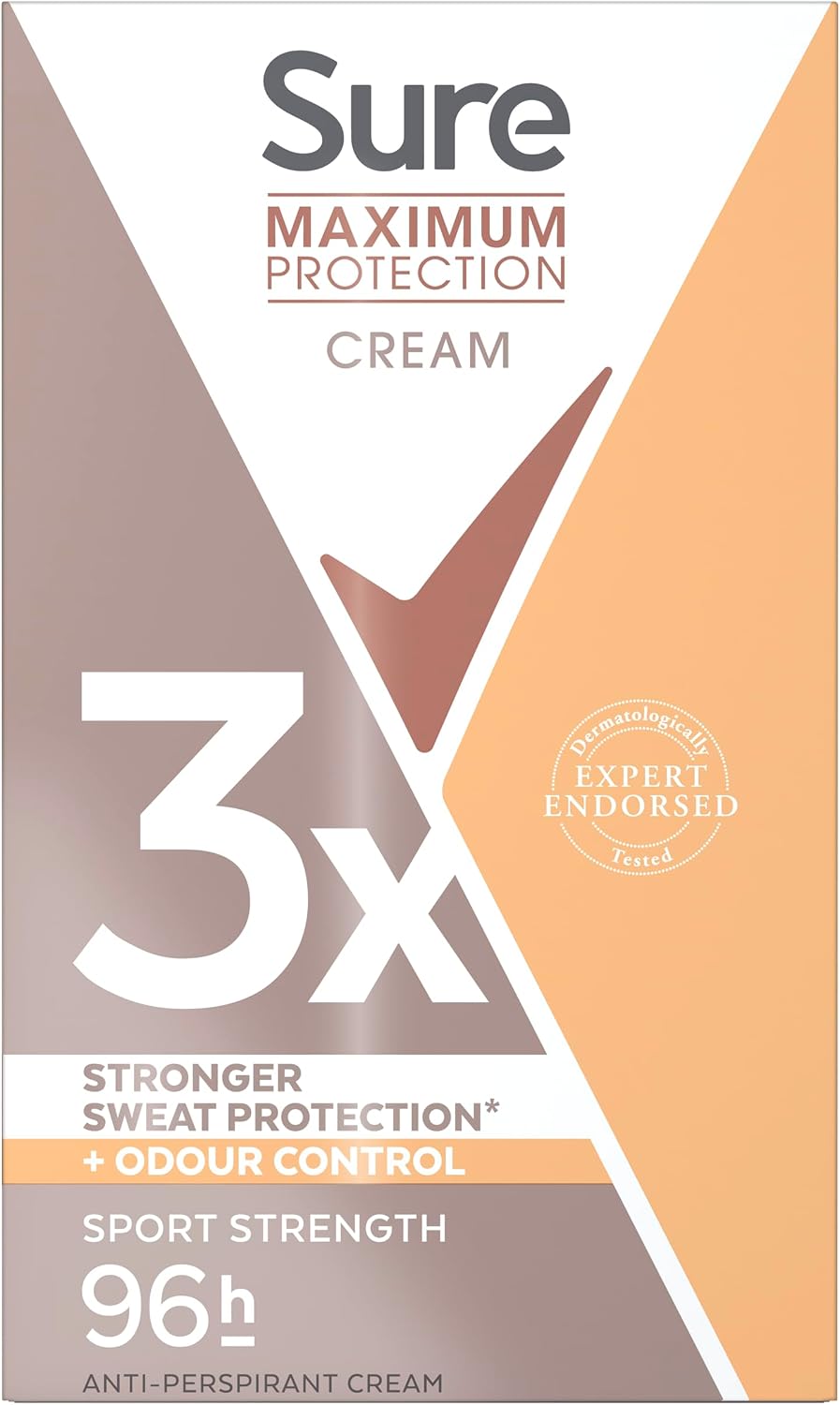 Sure Women Maximum Protection Sport Strength Antiperspirant Deodorant Cream Stick with 3x stronger* sweat protection for 96 hour sweat and odour protection 45 ml