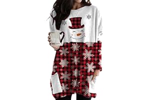 OMZIN Felpa Natalizia da Donna Maglia Invernale a Maniche Lunghe Natalizia con Divertente Vestito Natalizio Stampato