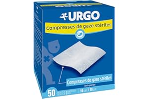 Urgo - Compresses de gaze stériles - Absorption - Boîte de 50 sachets de 2 compresses - 10cm x 10cm
