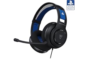 Turtle Beach Atlas 200 Negro Auriculares de Juego con Cable con Licencia Oficial para PlayStation, PS5, PS4, transductores Nanoclear de 50 mm, micrófono con función de Silencio al abatir