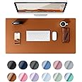YSAGi Leather Desk Mat, Large Mouse Mat, Non-Slip Desk Pad, Waterproof PU Leather Table Protector Writing Pad for Office and Home (60 x 35 cm, Brown)