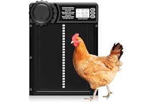 MASTERFUN Porte Poulailler Automatique avec Écran LCD Programmable Étanche, Porte Automatique Poulailler en Alliage d'aluminium, Alimenté par Batterie, Commande de Minuterie, Fonction Anti-pincement