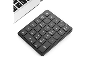 PINKCAT Bluetooth Numeric Keypad, 28 Keys Aluminum Rechargeable Number Pads Portable Numpad Financial Accounting for Laptop, PC, Notebook, Surface Pro - Black