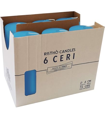 Candele Risthò 4x7 Cm - Confezione Da 12, Colore Dusty Blue, Per Ristoranti E Casa - Foto 9