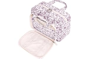 Narwey Sac de Toilette Grande Femme Accessoires de Voyage Trousse Maquillage Organisateurs de Toilettes(Little Fleur Rose Poudré)