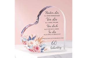 RISFIHEI 60 Geburtstag Frau Mann, Geschenke zum 60. Geburtstag - Acryl Block Geschenke Deko, 1965 60. Geburtstagsgeschenk für Vater, Mutter, Freunde, Ehemann, Ehefrau, Geschenkideen