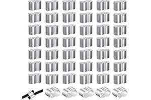 Kotkiddy® 50 sztuk zacisków dociskowych, 6 mm, podwójne tuleje zaciskowe z aluminium, 6 mm, aluminiowa złączka zaciskowa do liny gumowej