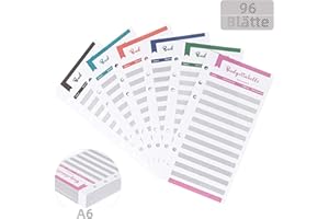 FANWER Budget Planner - Carta di ricarica in formato A6, 96 fogli (182 pagine), 6 fogli di carta budget per rilegatura, 6 colori