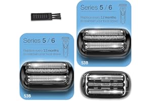 WONE 2 Pack Series 5/6 53B Replacement Head Compatible with Braun Electric Foil Shaver, Compatible with New Generation Braun Razors 5020cs 5018s 5035s 5049cs 5050cs 6020s 6040cs 6075cc 6072cc 6090cc