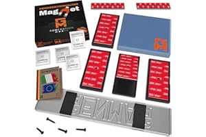 GENMAG® 2x Portatarga Auto Magnetico Senza Cornice [Universale & Extra-Forte] Porta Targa Auto Magnetica | Supporto Targa Anteriore e Posteriore | Portatarga Invisibile e Rimovibile con Calamite