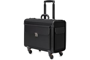 alpine swiss Wheeled Briefcase | Rolling Briefcase Locking Telescopic Handle 4 Replaceable Wheels | Pilot Lawyer Litigator Attache Case | 17” Laptop Compartment | Dual Combo Locks | Organizer Pockets