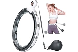 LEAFIA Cerceau Hula Hoop Calme, Smart Cerceau de Fitness, Minceur Intelligent, avec Compteur et Bille de gravité, 16 Pièces Réglable Amovibles, pour Débutants, Adultes, Enfants, Perte de Poids