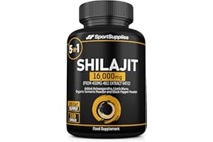 SS SPORT SUPPLIES Shilajit Capsules 16,000mg -120 Days Supply - 60% Fulvic Acid - Added Ashwagandha, Lions Mane, Turmeric and Black Pepper - High Strength Himilayan Shalajit