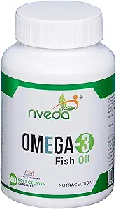 Nveda Omega 3 Fish Oil (1000 mg Omega 3, with 180 mg EPA & 120 mg DHA) (60 Softgels)