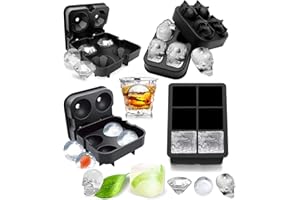 LAUFUNJOY Set de 4 Bac Glacon Silicone, Moules à Glaçons Bacs À Démoulage Facile Glaçons avec Couvercle Ice Cube Tray pour Whisky, Cocktail, Boissons, Bière, Glaçons aux Fruits DIY