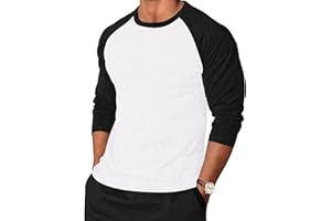 TARAINYA Langarmshirt Herren Baumwolle Rundhals Longsleeve T-Shirt Männer Patchwork mit Ausschnittnäht M-4XL
