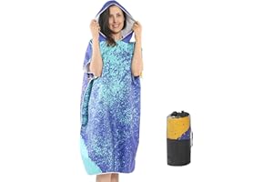 Aedcbaide Peignoir Femme Peignoir à Capuche, Poncho de Bain Femme, Séchage Rapide Poncho de Plage Femme, 150D Réversible en Microfibre, Serviette de Surf Poncho Adulte pour Femme, Homme