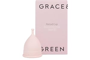 GRACE AND GREEN Grace & Green - Menstrual Cup - Reusable Period Cup – 12 Hours - Medical-Grade Silicone - Lasts 10 Years - Free from BPA - Size B - Rosewater Pink