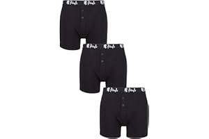 PRINGLE OF SCOTLAND Pringle Men’s 95% Cotton Button Boxer Shorts, Plain Button-Up Boxers in Assorted Colours, Flat Seams for Comfort, Soft and Breathable, Elasticated Waistband, Multipack of 3