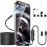 IIAZIMPS İPhone Android i&ccedil;in Işıklı Endoskop Kamera: 8 LED Işıklı 1920P HD Yılan Kamera Borescope, Tahliye Borusu Motor Tesis